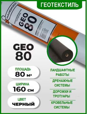 Геотекстиль Наноизол GEO 80, рулон 80 м2